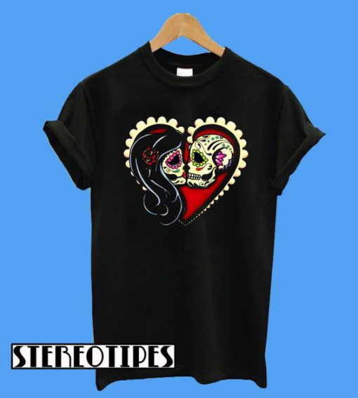 Ashes Dia de los Muertos Couple Day of the Dead Sugar Skull Lovers T-Shirt