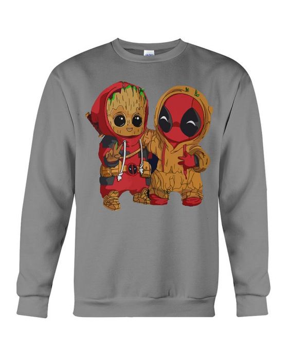 baby groot and baby deadpool hoodie