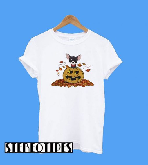 Pumpkin With Baby ChihuAhua Funny Halloween T-Shirt