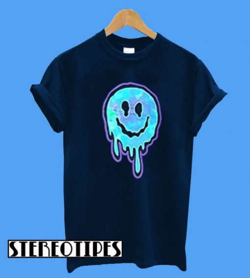 Smiley Face Melt Black Graphic T-Shirt