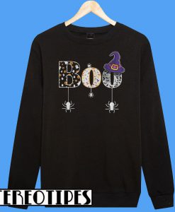 Boo Halloween With Spiders And Witch Hat T-Shirt