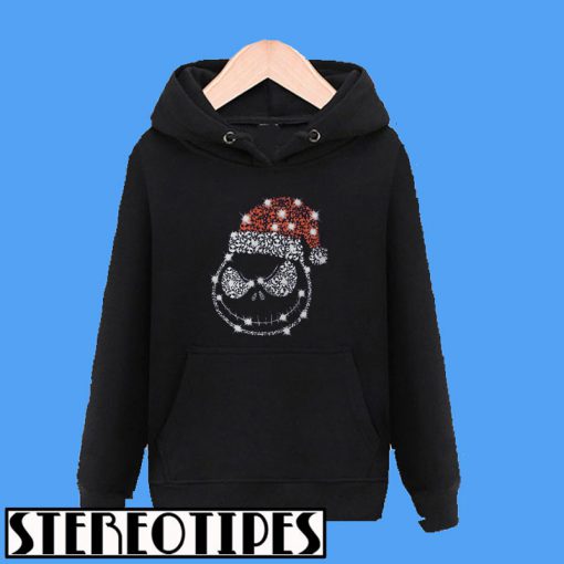 Christmas Rhinestone Jack Skellington with Santa Hat Classic Hoodie