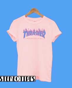 Thrasher Blue Fire Pink T-Shirt
