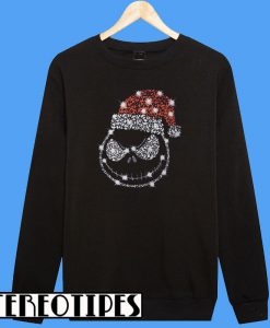 Christmas Rhinestone Jack Skellington with Santa Hat Classic Sweatshirt