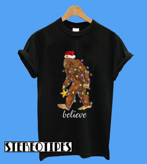 Bigfoot Santa Believe Christmas T-Shirt