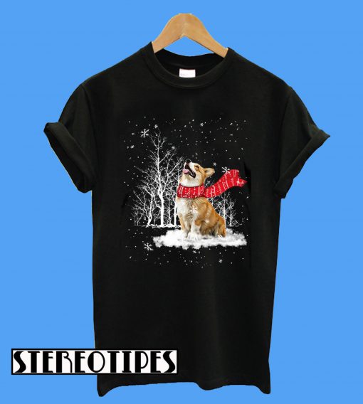 Corgi Loves Snow Dog Lovers T-Shirt