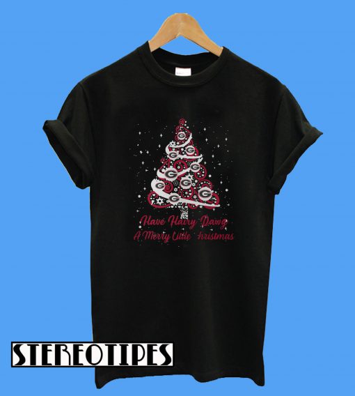 Georgia Bulldogs Have Hairy Dawg A Merry Little Christmas Tree T-Shirt