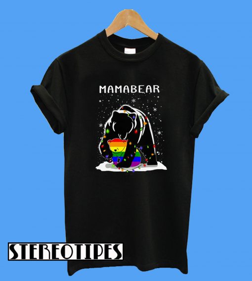 LGBT Mamabear And Baby Christmas Light T-Shirt