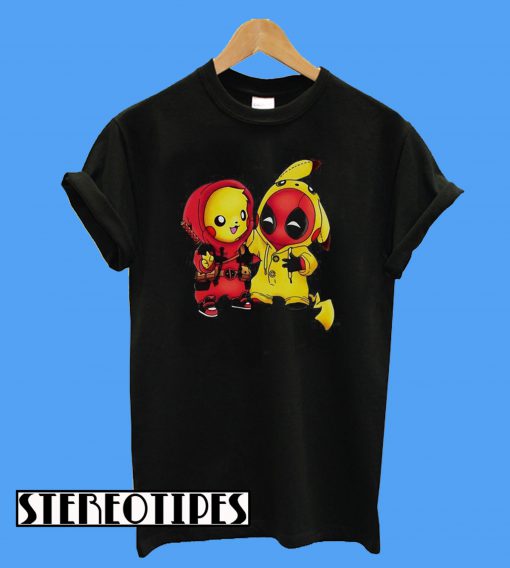 Pikapool Pikachu Pokemon and Deadpool T-Shirt