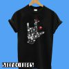 Rock on hand sign Rhinestone Christmas T-Shirt