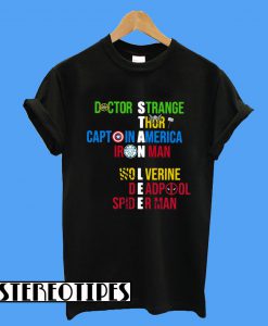 Stan Lee Doctor Strange Thor Captain America Iron Man Wolverine Deadpool Spider Man T-Shirt