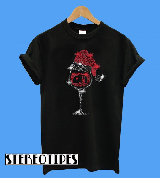 Xmas Wine Glass And Camping T-Shirt