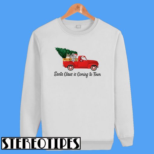 Cat Santa Claus Is Coming Cat Lovers Sweatshirt