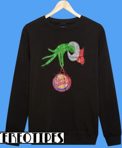 Grinch hand holding Burger King Christmas Sweatshirt