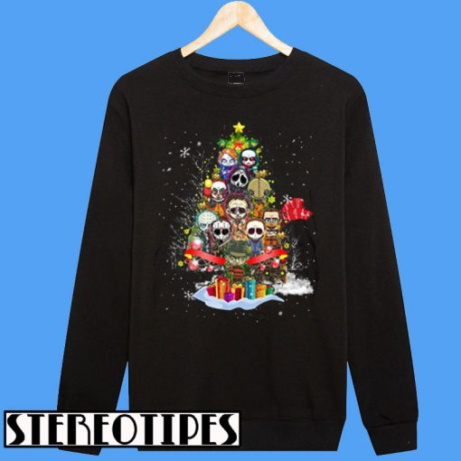 Horror Characters Chibi Christmas Tree Sweatshirt