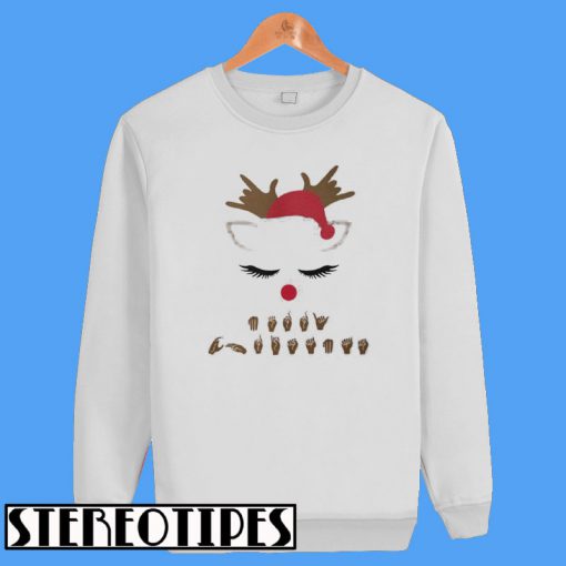 Reindeer Deaf Pride American Sign Language Christmas Sweatshirt