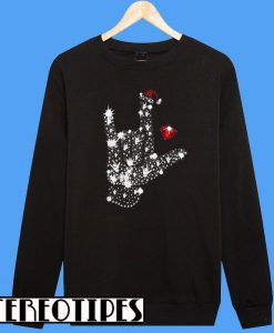 Rock on hand sign Rhinestone Christmas Sweatshirt