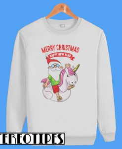 Santa Claus Riding Unicorn Merry Christmas Happy New Years Sweatshirt