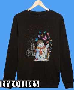 Snowman Butterfly Christmas Sweatshirt