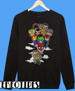 Stan Lee Holding Balloons Avengers Heroes Sweatshirt