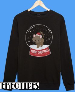 Black Cat Merry Christmas Snowball Sweatshirt