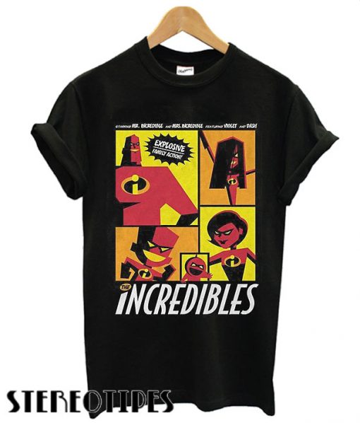 Disney Pixar The Incredibles Starring Explosive Family Action T shirt