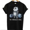 Panda doing weight lifting the struggle is real T shirt