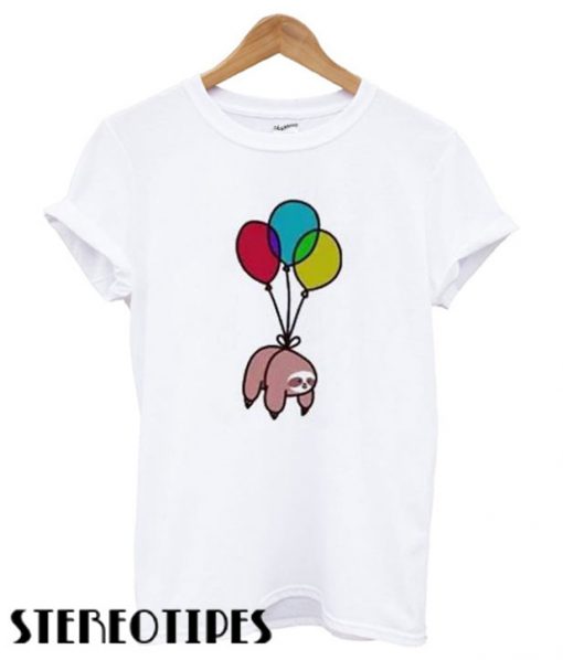 Sloth Tied To Balloon T shirt