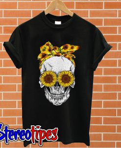 Lady Skull sunflower T shirt