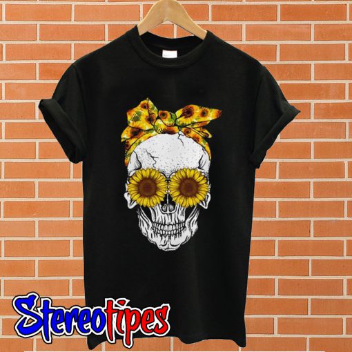 Lady Skull sunflower T shirt