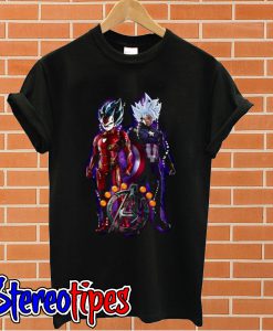 Avengers Son Goku Iron Man and Vegeta Captain America T shirt