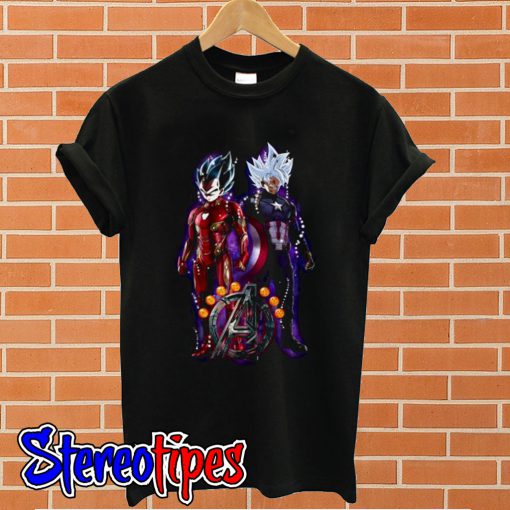 Avengers Son Goku Iron Man and Vegeta Captain America T shirt