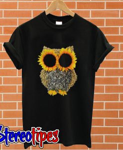 Owl by sunflower and seed T shirt