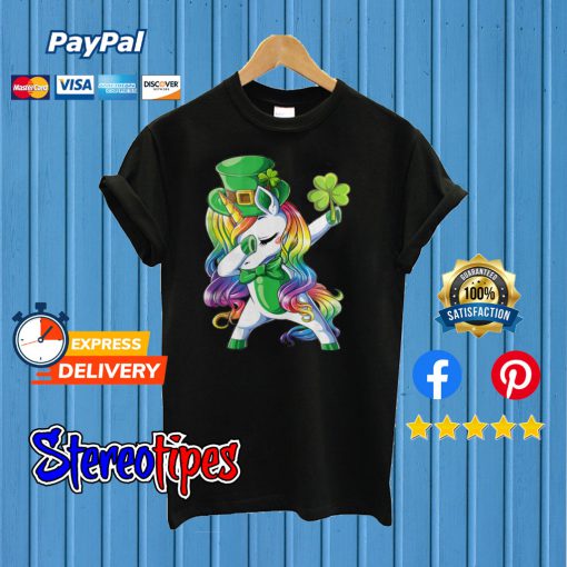 LGBT Dabbing Leprechaun Irish Unicorn T shirt