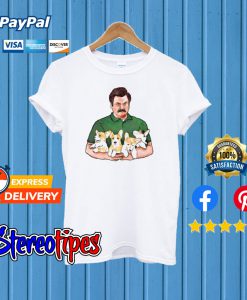 Ron Swanson & Corgi Puppies T shirt