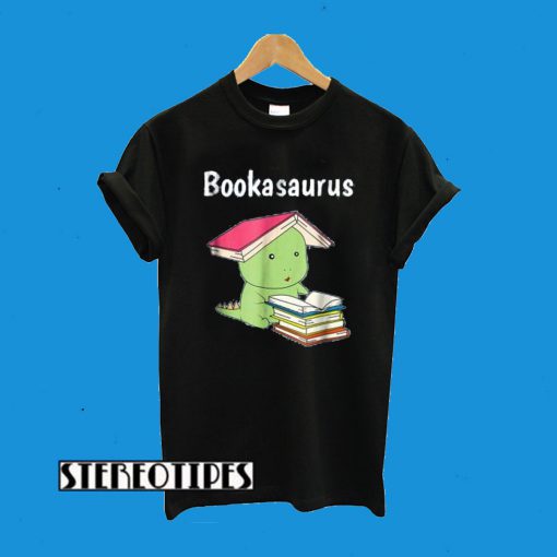 Bookasaurus Funny T-Rex Reading Dinosaur Book Pun T-Shirt