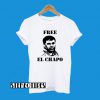 Free El Chapo Guzman Sketch Silhouette Funny T-Shirt