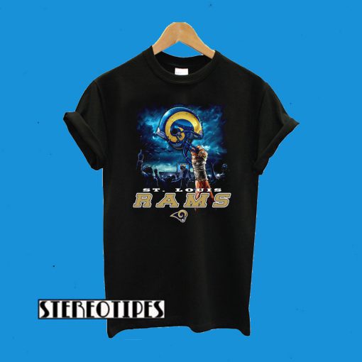 NFL Los Angeles Rams Sky Helmet Black T-Shirt