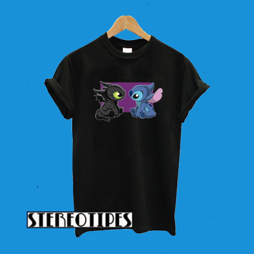 Baby Toothless Dragon And Stitch T-Shirt