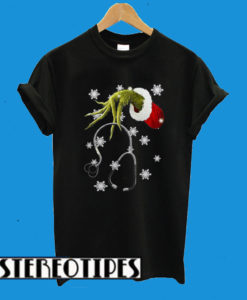 Grinch’s Hand Holding Nurse Stethoscope Christmas T-Shirt