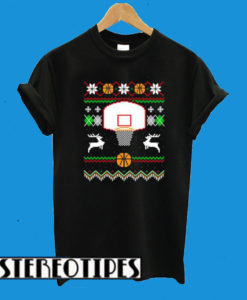 Reindeer Basketball Merry Christmas T-Shirt