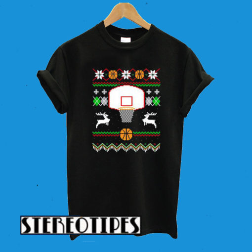 Reindeer Basketball Merry Christmas T-Shirt