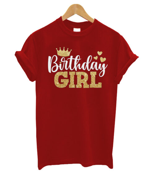 Personalised Birthday Queen Girl Squad Gold Sparkly Bling T-shirts