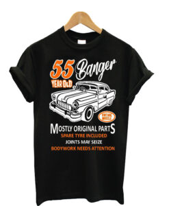 Premium Funny 55 Year Old Banger Retro Style Classic Vintage Car Motif For 55th Birthday Anniversary gift Men's Black t-shirt