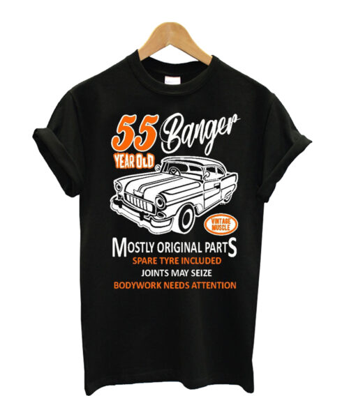 Premium Funny 55 Year Old Banger Retro Style Classic Vintage Car Motif For 55th Birthday Anniversary gift Men's Black t-shirt