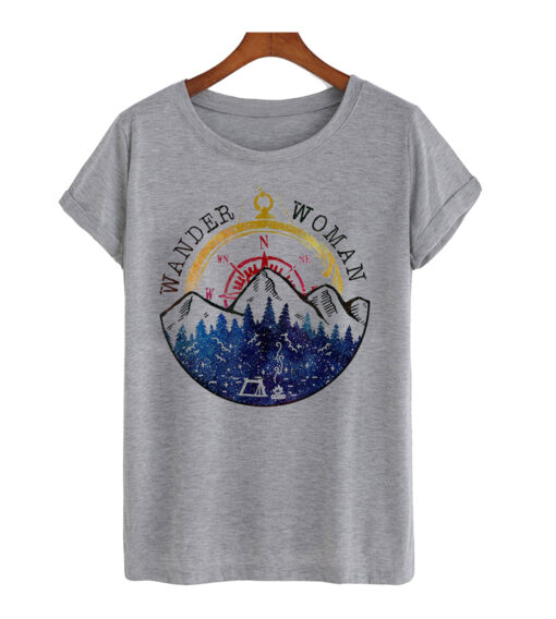 Wander woman Compass Mountain Camping Hiking t-shirt