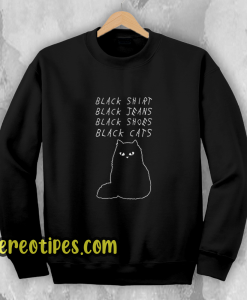 Black Shirt Jeans Shoes Cats Sweatshirt