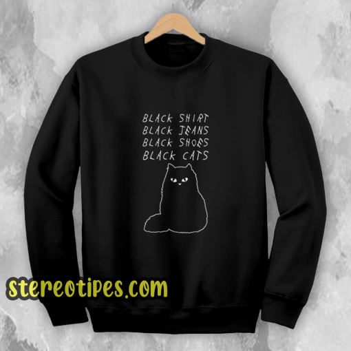 Black Shirt Jeans Shoes Cats Sweatshirt