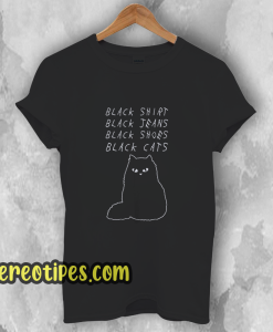 Black Shirt Jeans Shoes Cats T-Shirt