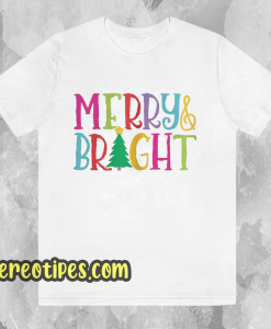 Colorful Merry & Bright Tree Cute Christmas T Shirt